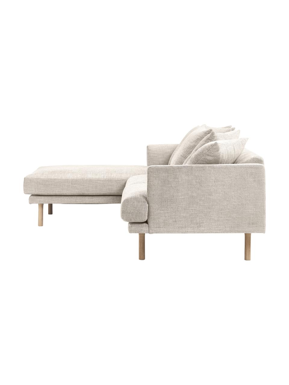 Divano angolare 3 posti Adrian, Rivestimento: 47% viscosa, 23% cotone, , Struttura: compensato, Piedini: legno di quercia oliato, Tessuto beige, Larg. 255 x Prof. 182 cm, chaise-longue a sinistra
