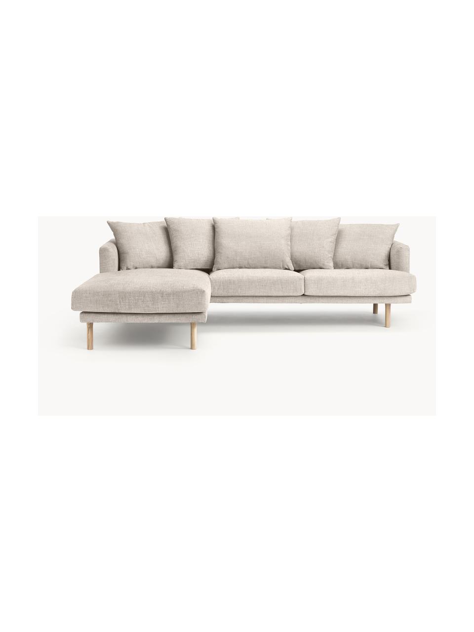 Ecksofa Adrian (3-Sitzer), Bezug: 47 % Viskose, 23 % Baumwo, Gestell: Sperrholz, Webstoff Hellbeige, B 255 x T 182 cm, Eckteil links