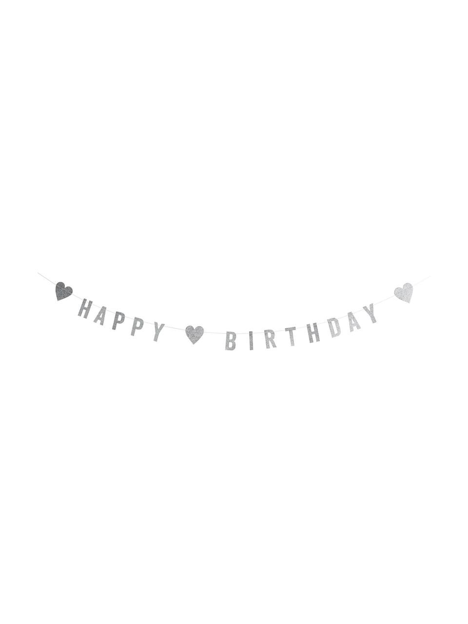Ghirlanda in carta Happy Birthday, Carta, cotone, Acciaio inossidabile, Lung. 100 cm