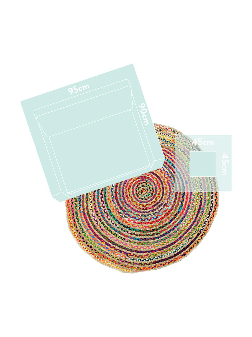 Tapis rond en jute multicolore Roberta, Multicolore