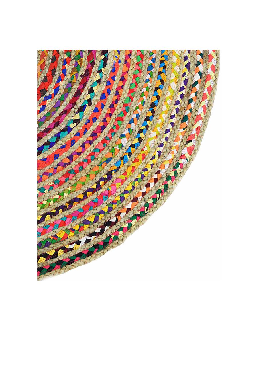 Alfombra redonda de yute Roberta, Yute, algodón, Multicolor, Ø 120 cm (Tamaño S)