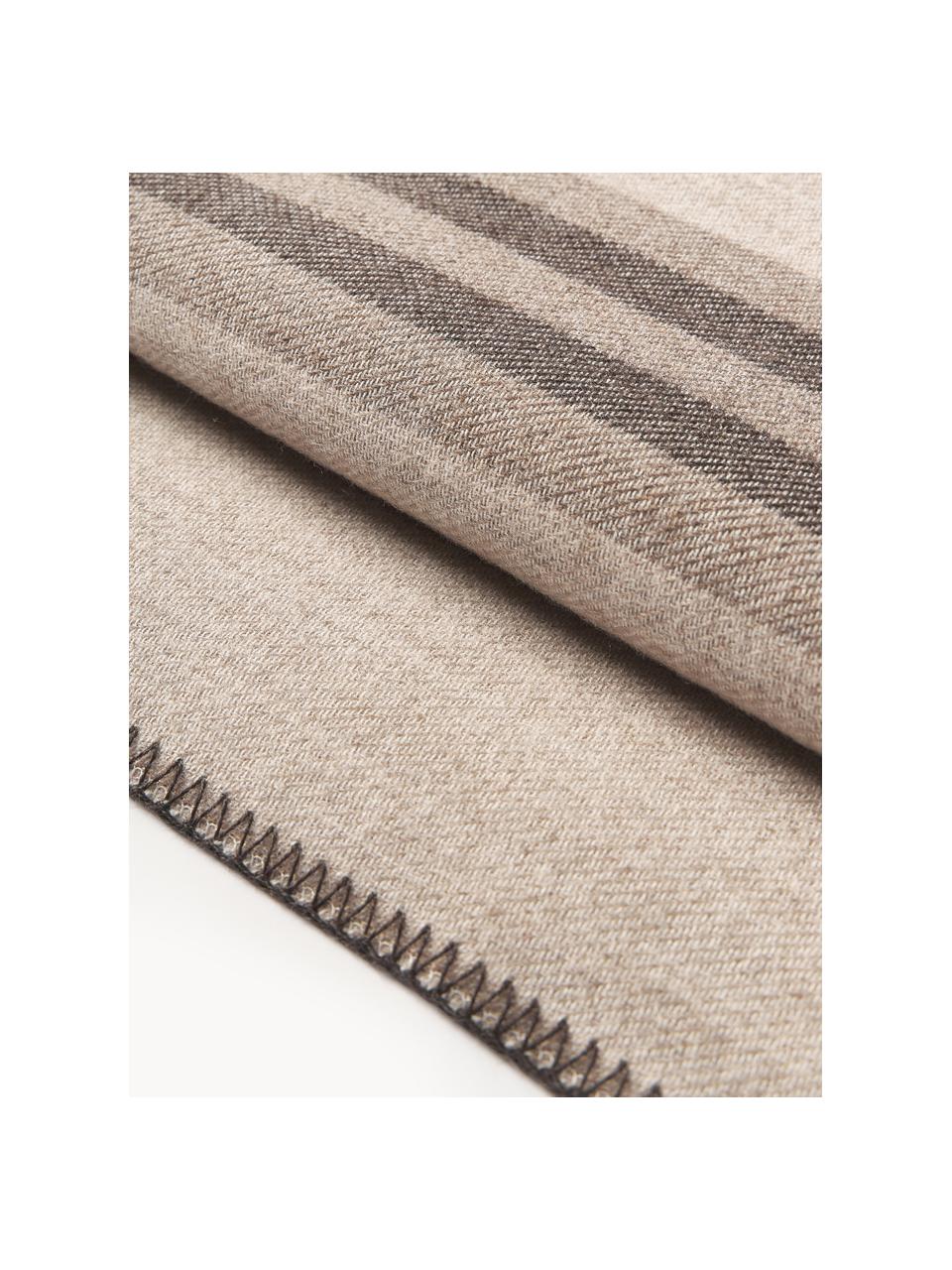 Copriletto in lana a righe Avorio, Tonalità beige, Larg. 230 x Lung. 250 (per letti fino a 180 x 200 cm)