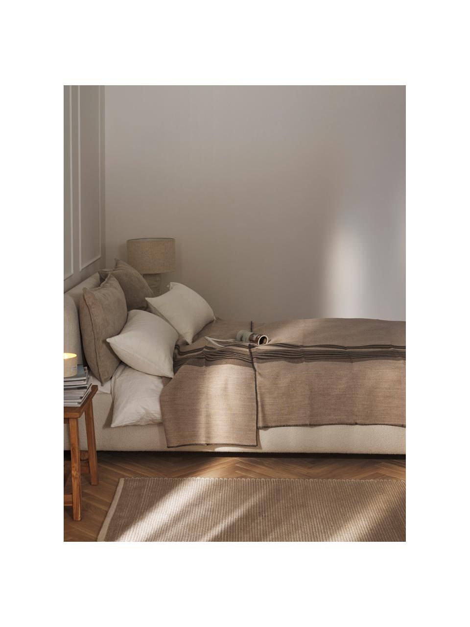 Colcha de lana a rayas Marfil, Tonos beige, An 230 x L 250 (para camas de 180 x 200 cm)