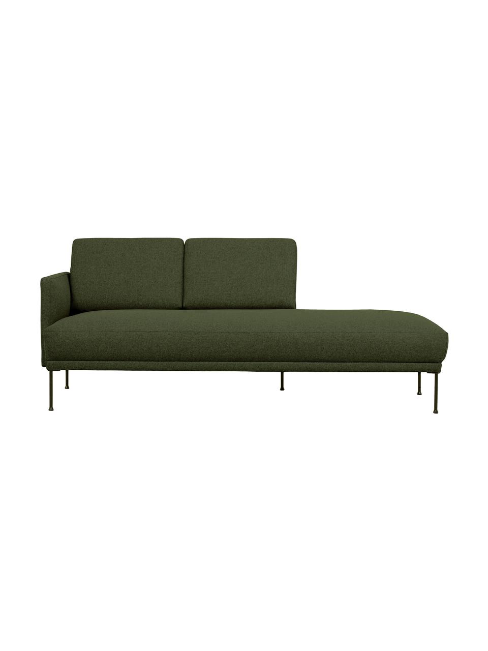 Ottomane Fluente mit Metall-Füßen, Bezug: 100% Polyester Der hochwe, Gestell: Massives Kiefernholz, FSC, Füße: Metall, pulverbeschichtet, Webstoff Dunkelgrün, B 202 x T 85 cm, Rückenlehne links