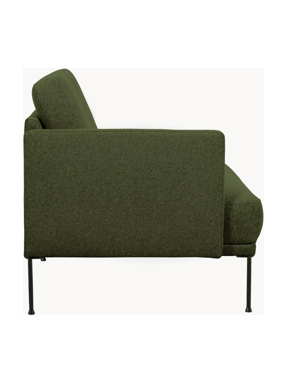 Chaise longue con piedini in metallo Fluente, Rivestimento: 100% poliestere Con 40.00, Struttura: legno di pino massiccio, , Piedini: metallo verniciato a polv, Tessuto verde scuro, Larg. 202 x Prof. 85 cm, schienale a sinistra