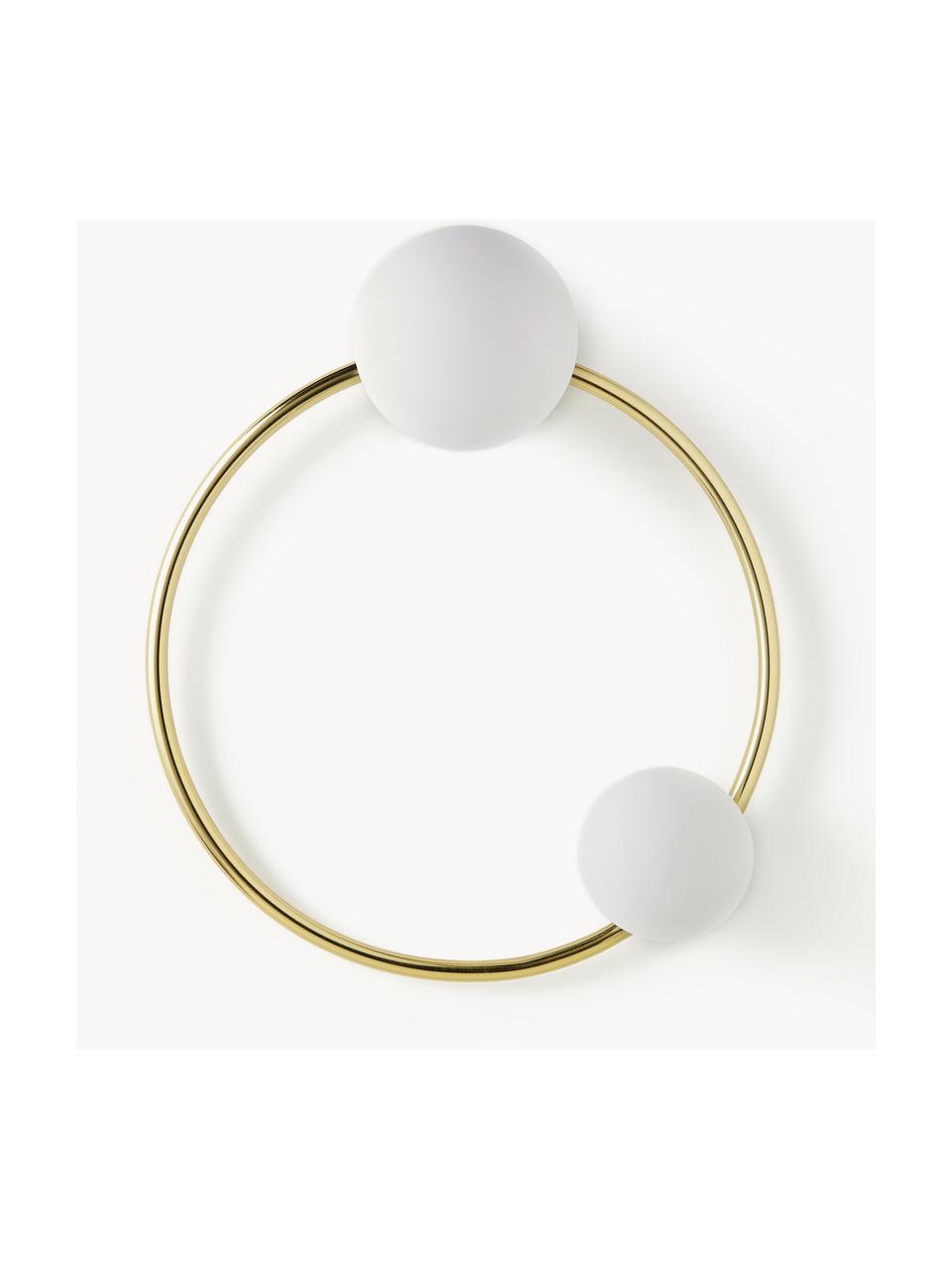 Aplique de diseño Ring, Estructura: metal recubierto, Blanco, dorado, Ø 46 x Al 20 cm