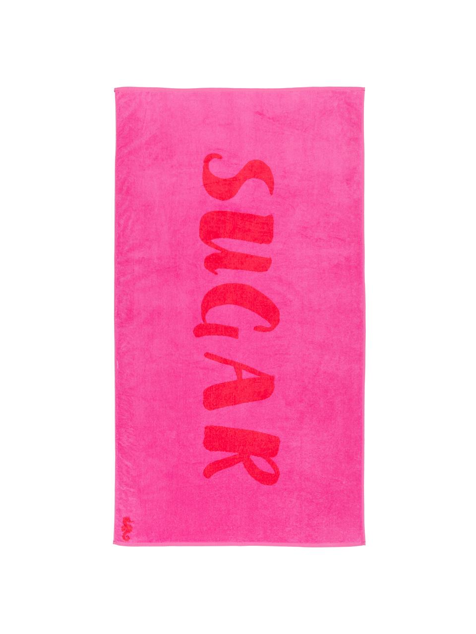 Strandtuch Sugar, Vorderseite: 100% Velour (Baumwolle), Rückseite: Frottee (Baumwolle) Mitte, Pink, Rot, 100 x 180 cm
