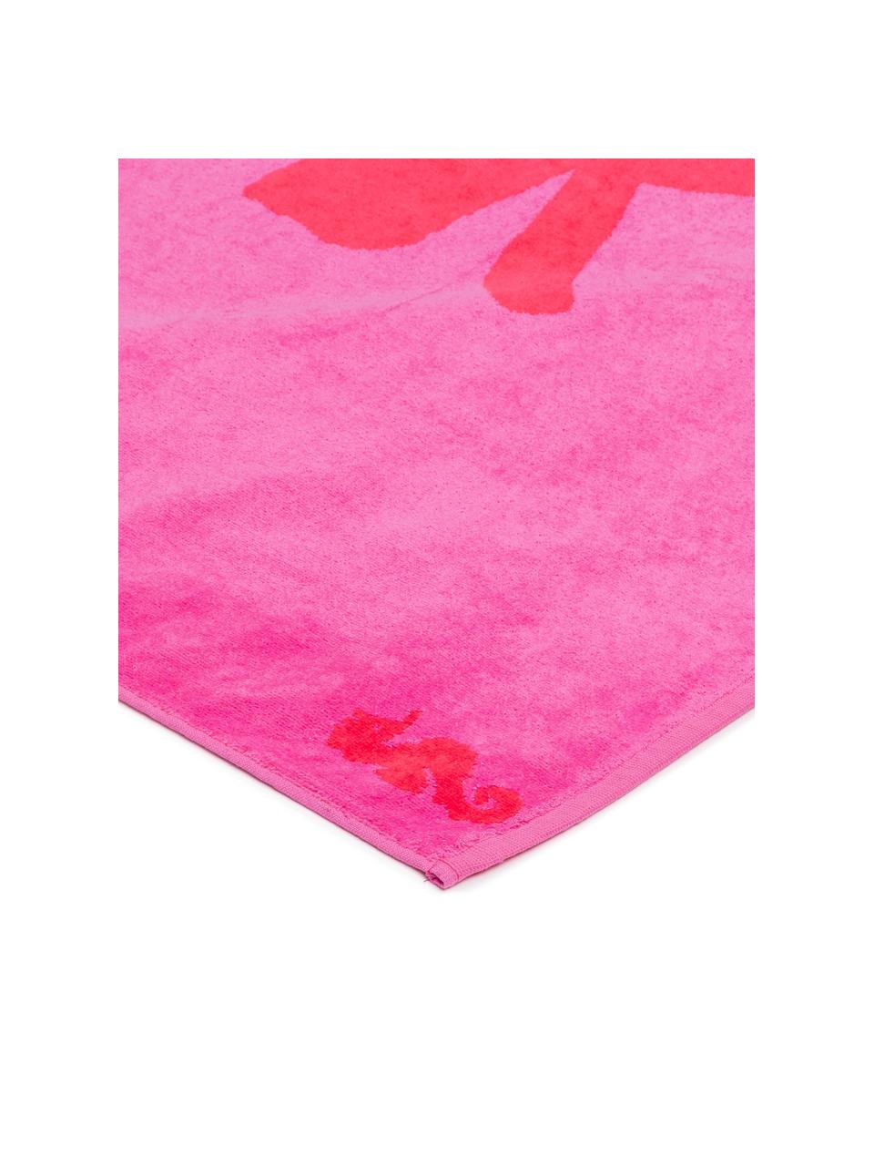 Strandtuch Sugar, Vorderseite: 100% Velour (Baumwolle), Rückseite: Frottee (Baumwolle) Mitte, Pink, Rot, 100 x 180 cm