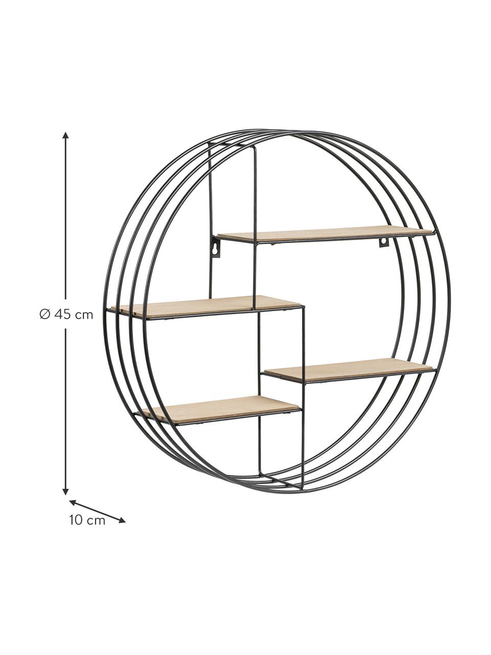 Okrągła półka ścienna Darkenberg, Stelaż: metal, Czarny, Ø 45 cm