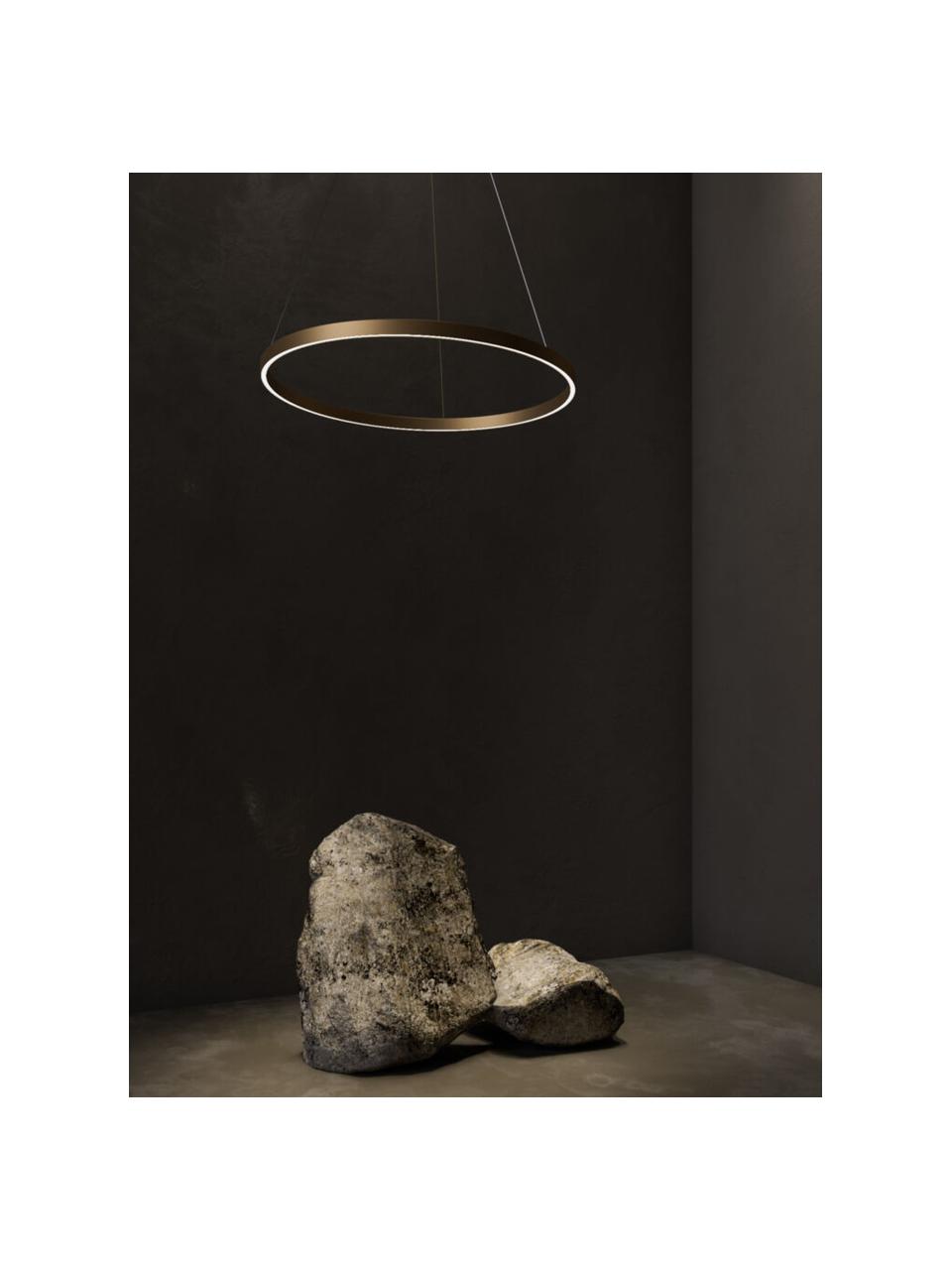 Grote LED hanglamp Rim, Lampenkap: aluminium, Goudkleurig, Ø 60 x H 40 cm