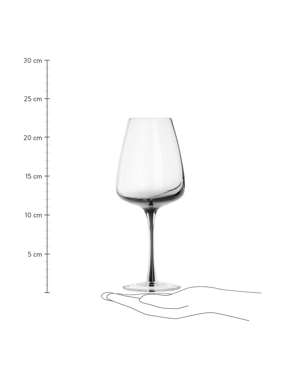 Copas de vino de vidrio soplado artesanalmente Smoke, 4 uds., Vidrio soplado y de paredes gruesas, Transparente gris oscuro, Ø 9 x Al 21 cm, 250 ml