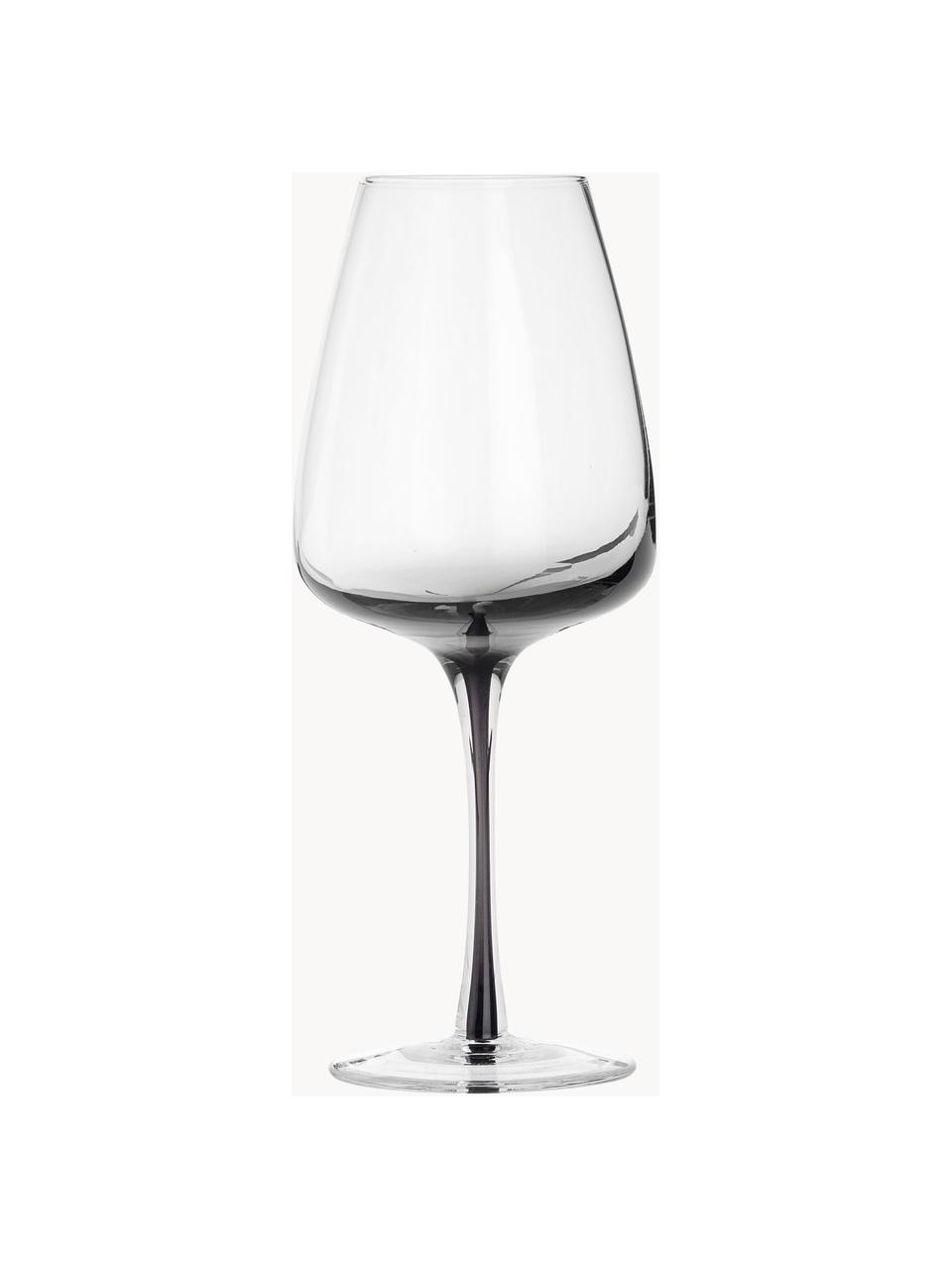 Ručne fúkané poháre na biele víno Smoke, 4 ks, Ručne fúkané sklo, hrubostenné, Priehľadná, sivá, Ø 9 x V 21 cm, 250 ml