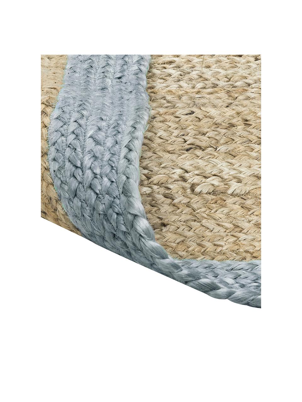 Ręcznie wykonany dywan z juty Shanta, 100% juta, Beżowy, szaroniebieski, S 80 x D 150 cm (Rozmiar XS)