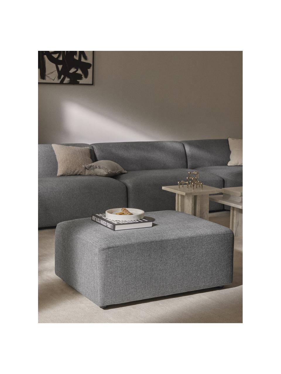 Poef Melva, B 99 x D 72 cm, Bekleding: 100% polyester Met 45.000, Frame: massief grenen- en sparre, Poten: kunststof Dit product is , Geweven stof donkergrijs, B 99 x D 72 cm