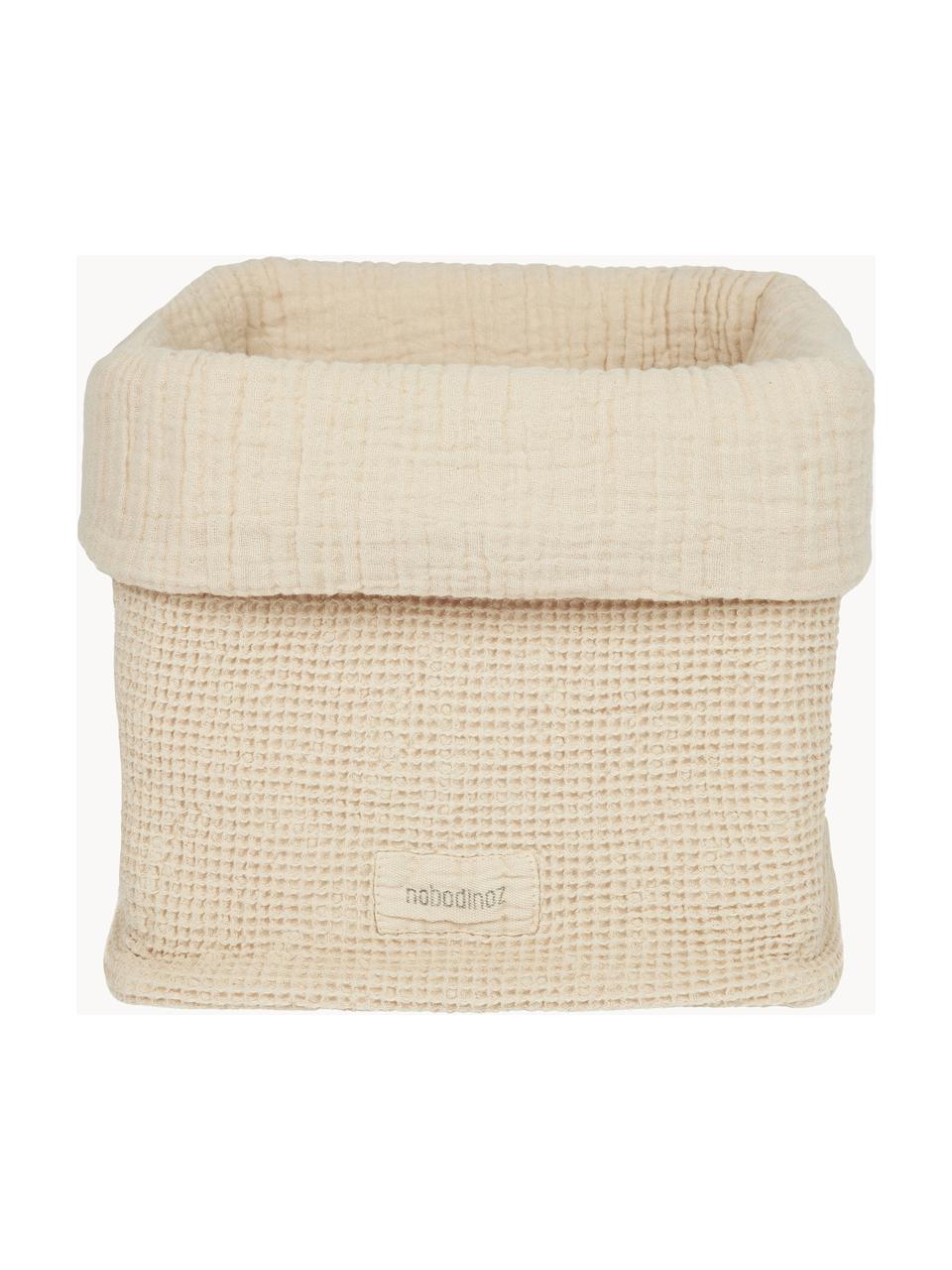 Panier de rangement en coton bio Wabi Sabi, Beige clair, larg. 20 x prof. 20 cm