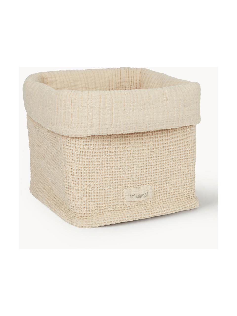 Panier de rangement en coton bio Wabi Sabi, Beige clair, larg. 20 x prof. 20 cm