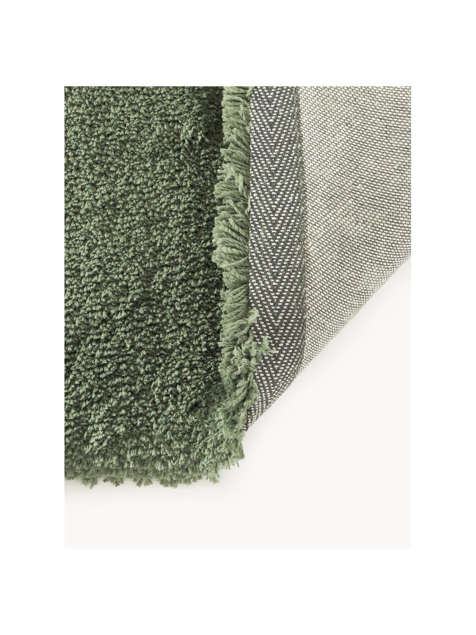 Puszysty dywan z długim włosiem Leighton, Ciemny zielony, S 120 x D 180 cm (Rozmiar S)