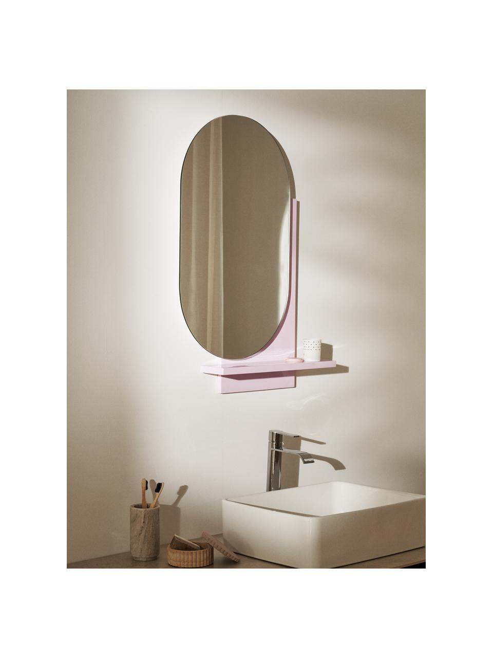 Miroir mural avec étagère Sorin, Rose pâle, larg. 55 x haut. 79 cm