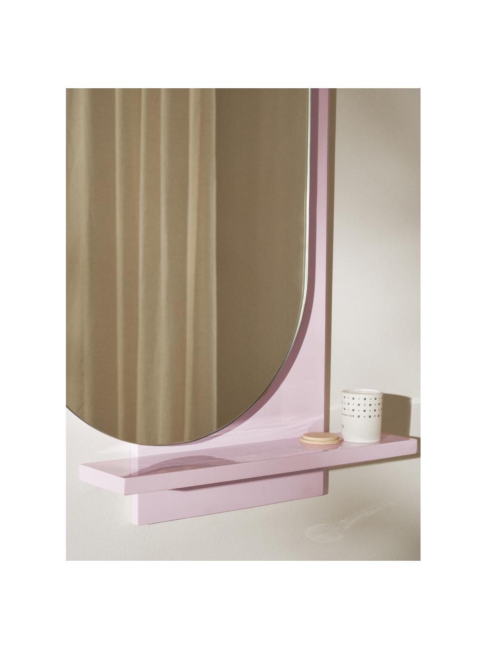 Miroir mural avec étagère Sorin, Rose pâle, larg. 55 x haut. 79 cm