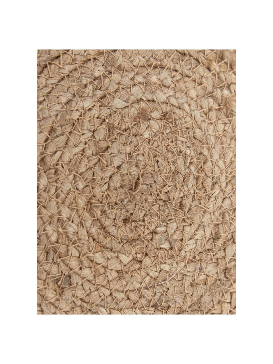 Jute decoratief kussen Fiko met pompoms, Beige, wit, Ø 40 cm