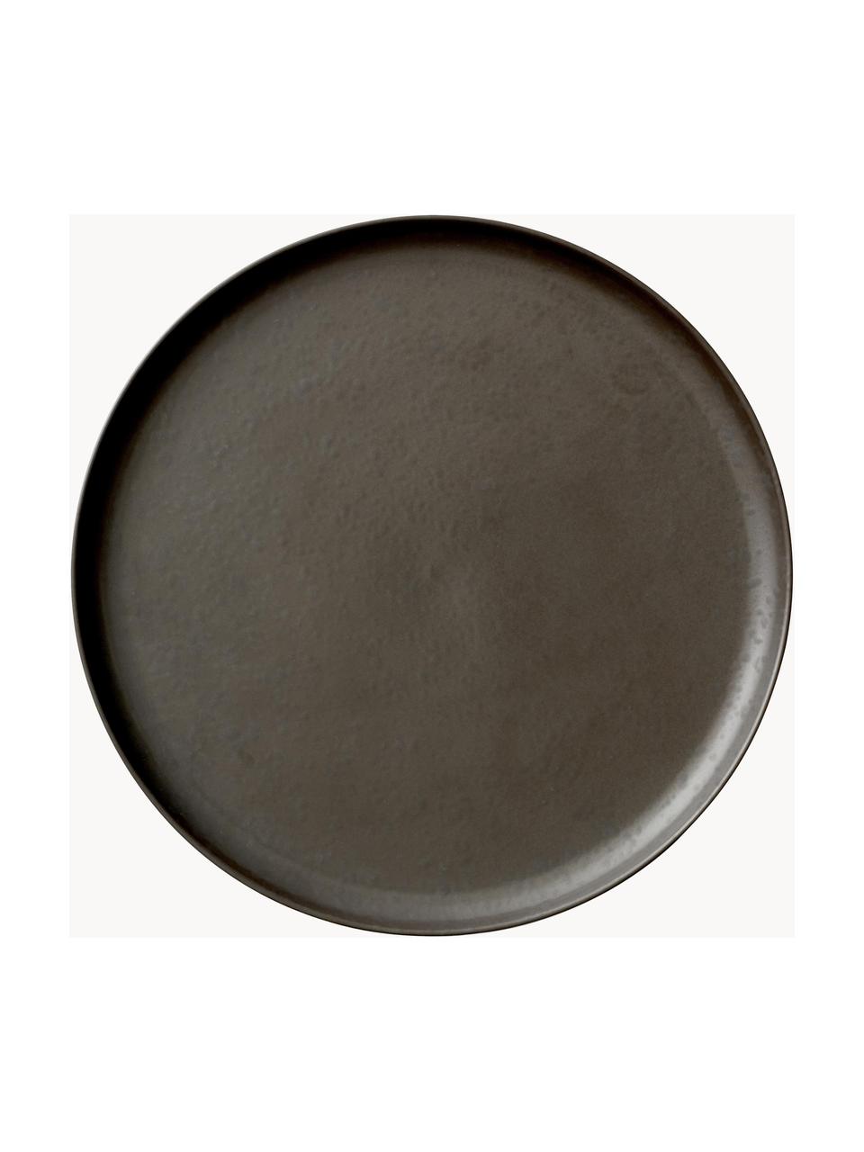 Assiette plate faite main New Norm, Porcelaine, Brun foncé, Ø 27 x haut. 2 cm