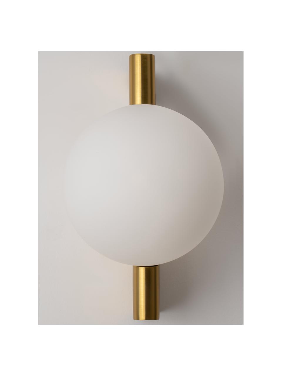 Sklenené nástenné svietidlo Avant, Biela, odtiene zlatej, Š 18 x H 22 cm