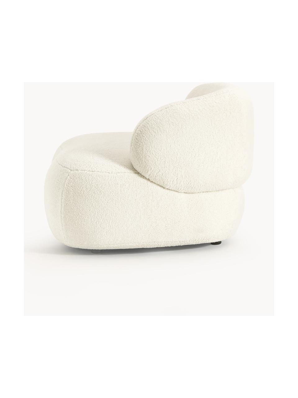 Loungesessel Alba aus Teddyfell, Bezug: Teddy (100 % Polyester) D, Gestell: Massives Fichtenholz, Bir, Füße: Kunststoff Das in diesem , Teddy Off White, B 102 x T 89 cm, Rückenlehne rechts