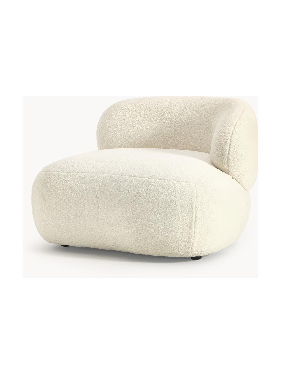 Loungefauteuil Alba uit teddyvacht, Bekleding: 97% polyester, 3% nylon M, Frame: massief sparrenhout, berk, Poten: kunststof Het materiaal d, Teddy gebroken wit, B 102 x D 89 cm, rugleuning links