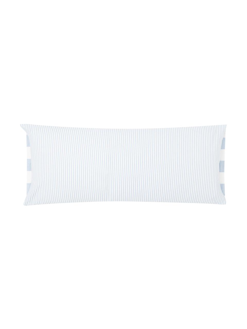 Funda de almohada de algodón Lorena, Azul claro, blanco crema, An 45 x L 110 cm
