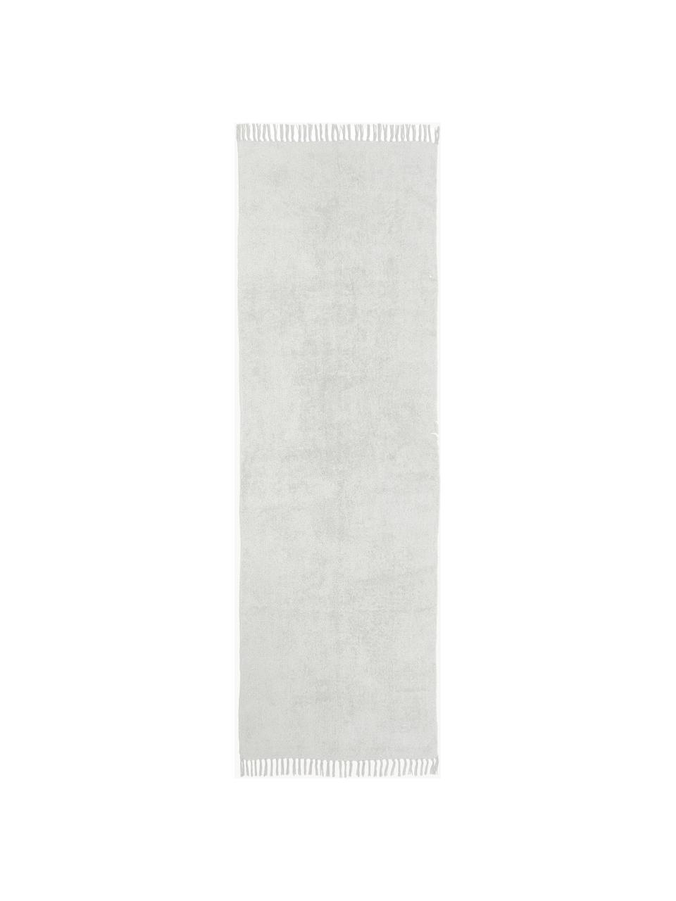 Baumwollläufer Daya mit Fransen, handgetuftet, Hellgrau, B 80 x L 300 cm