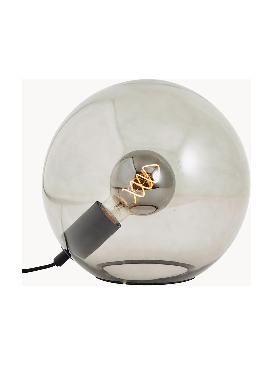Lámpara de mesa pequeña de vidrio Belado, Pantalla: vidrio, Cable: cubierto en tela, Gris transparente, Ø 25 x Al 24 cm