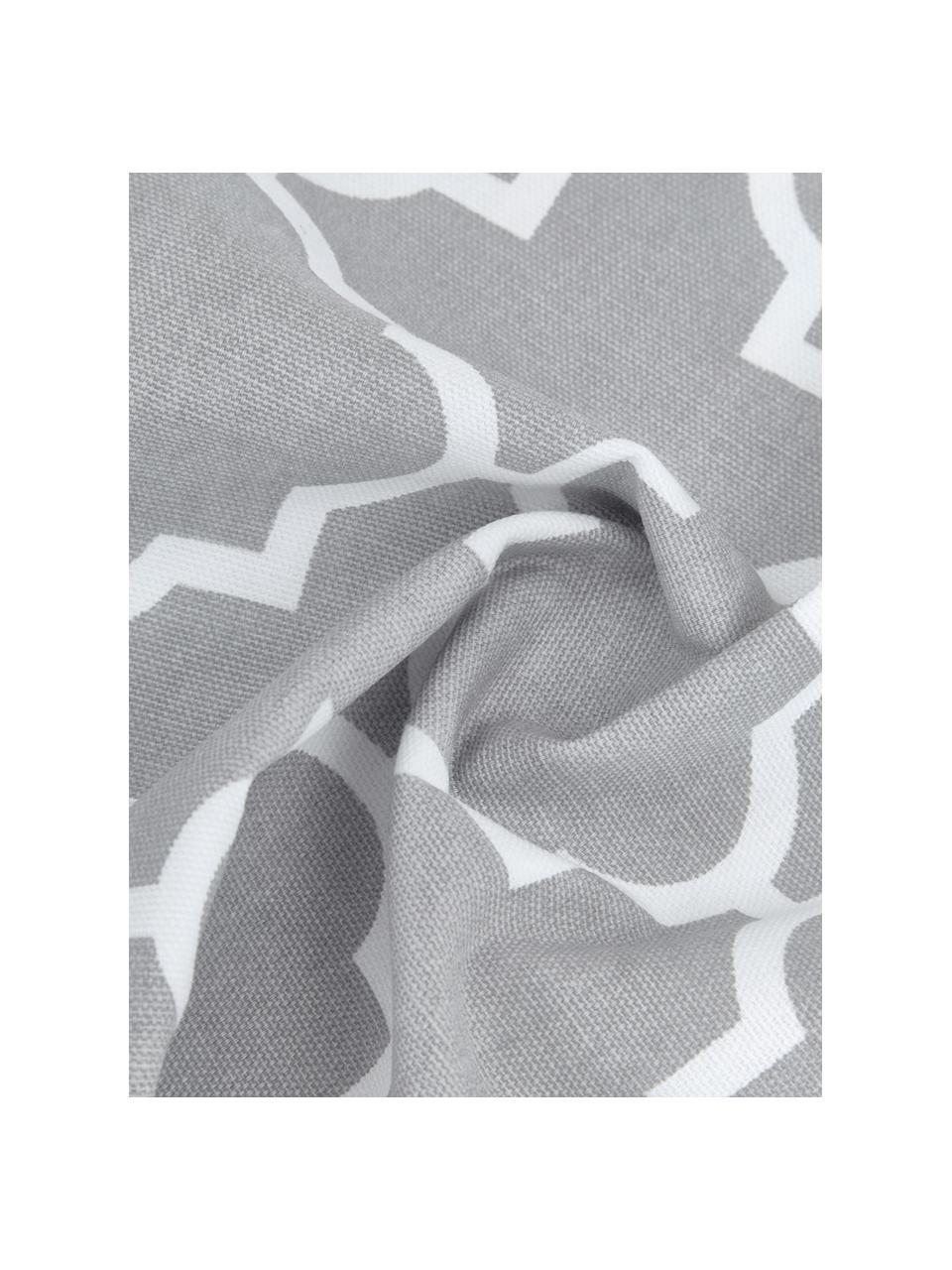 Kussenhoes Lana in grijs met grafisch patroon, 100% katoen, Grijs, wit, B 45 x L 45 cm