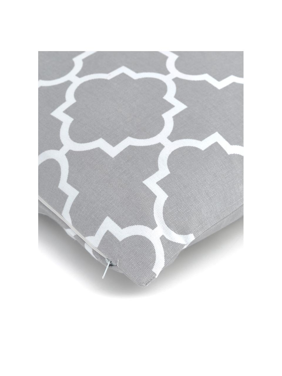 Kissenhülle Lana mit grafischem Muster, 100% Baumwolle, Grau, Weiß, B 45 x L 45 cm