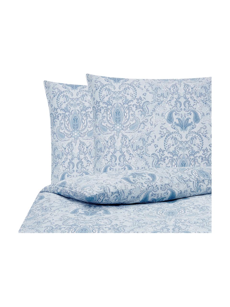 Baumwollsatin-Bettwäsche Grantham mit Paisley-Muster, Webart: Satin Fadendichte 200 TC,, Blau, 200 x 200 cm + 2 Kissen 80 x 80 cm