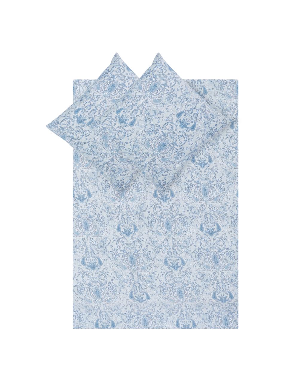 Baumwollsatin-Bettwäsche Grantham mit Paisley-Muster, Webart: Satin Fadendichte 200 TC,, Blau, 200 x 200 cm + 2 Kissen 80 x 80 cm