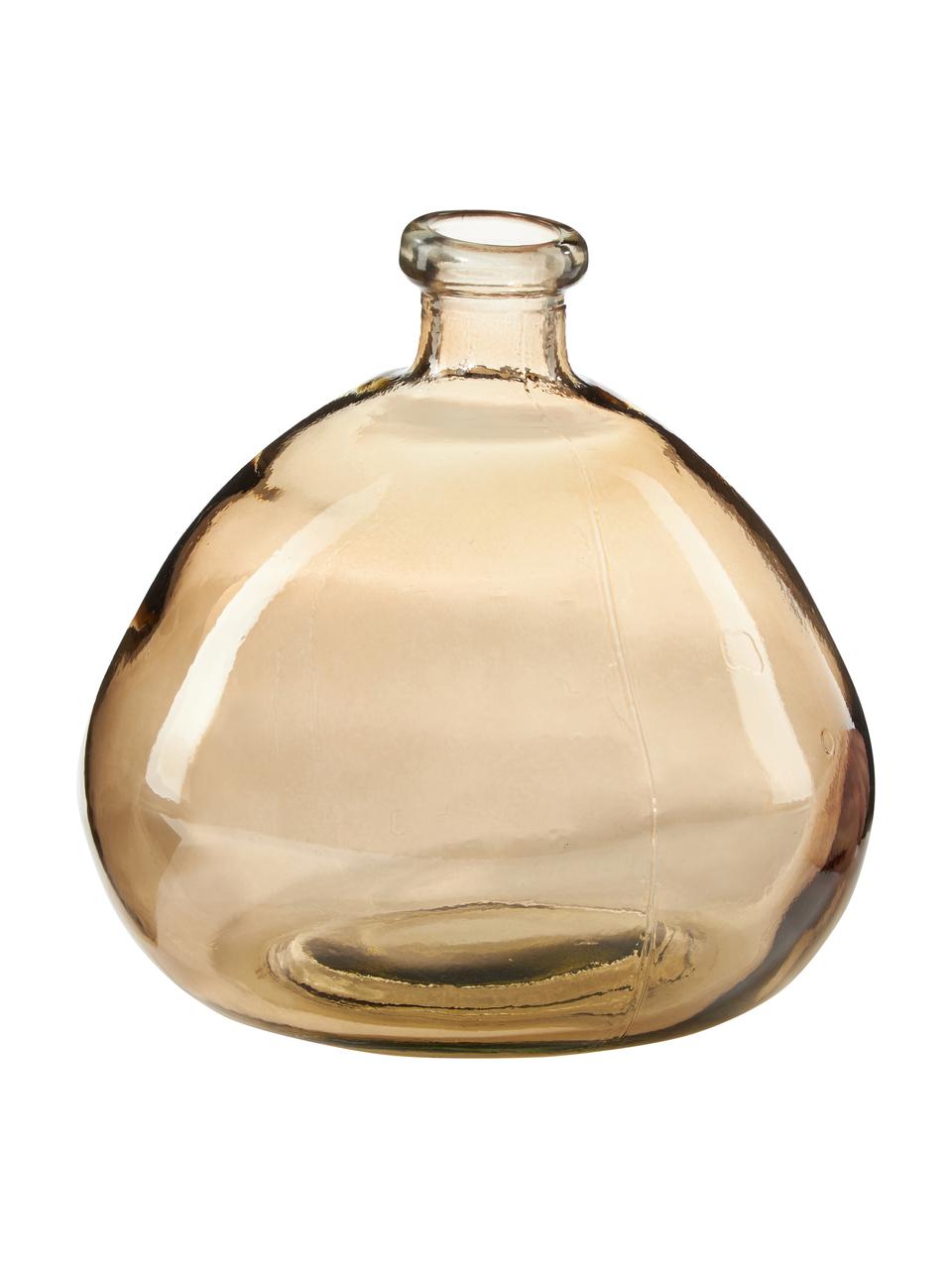 Jarrón botella de vidrio Dina, Vidrio reciclado con certificado GRS, Ámbar, Ø 20 x Al 23
