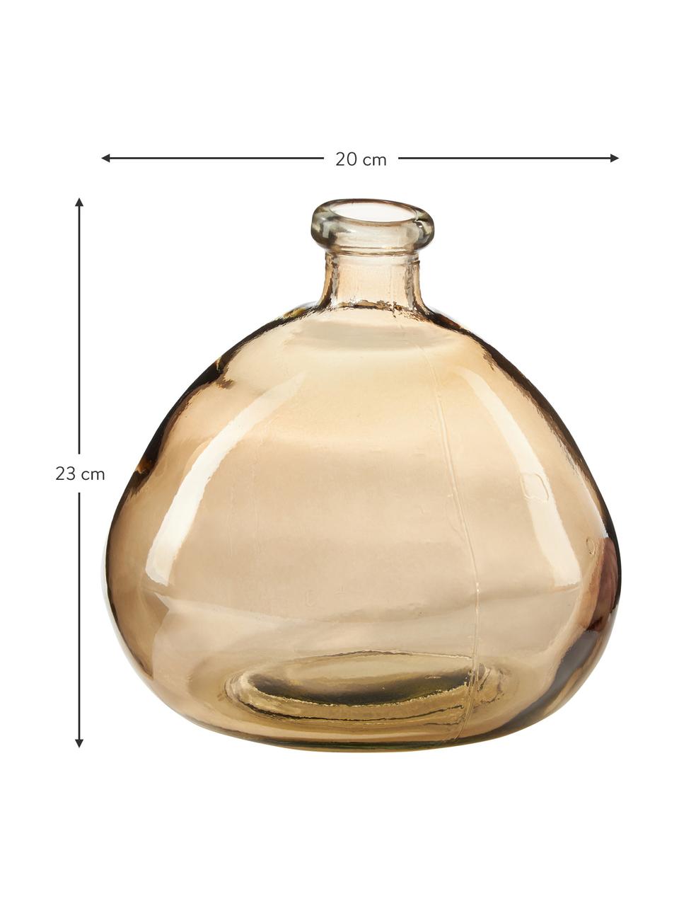 Flaschenvase Dina, Recyceltes Glas, GRS-zertifiziert, Bernsteinfarben, Ø 20 x H 23 cm