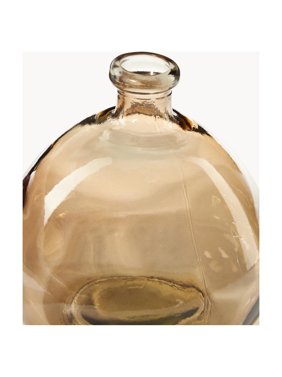 Flaschenvase Dina, Recyceltes Glas, GRS-zertifiziert, Hellbraun, Ø 20 x H 23 cm