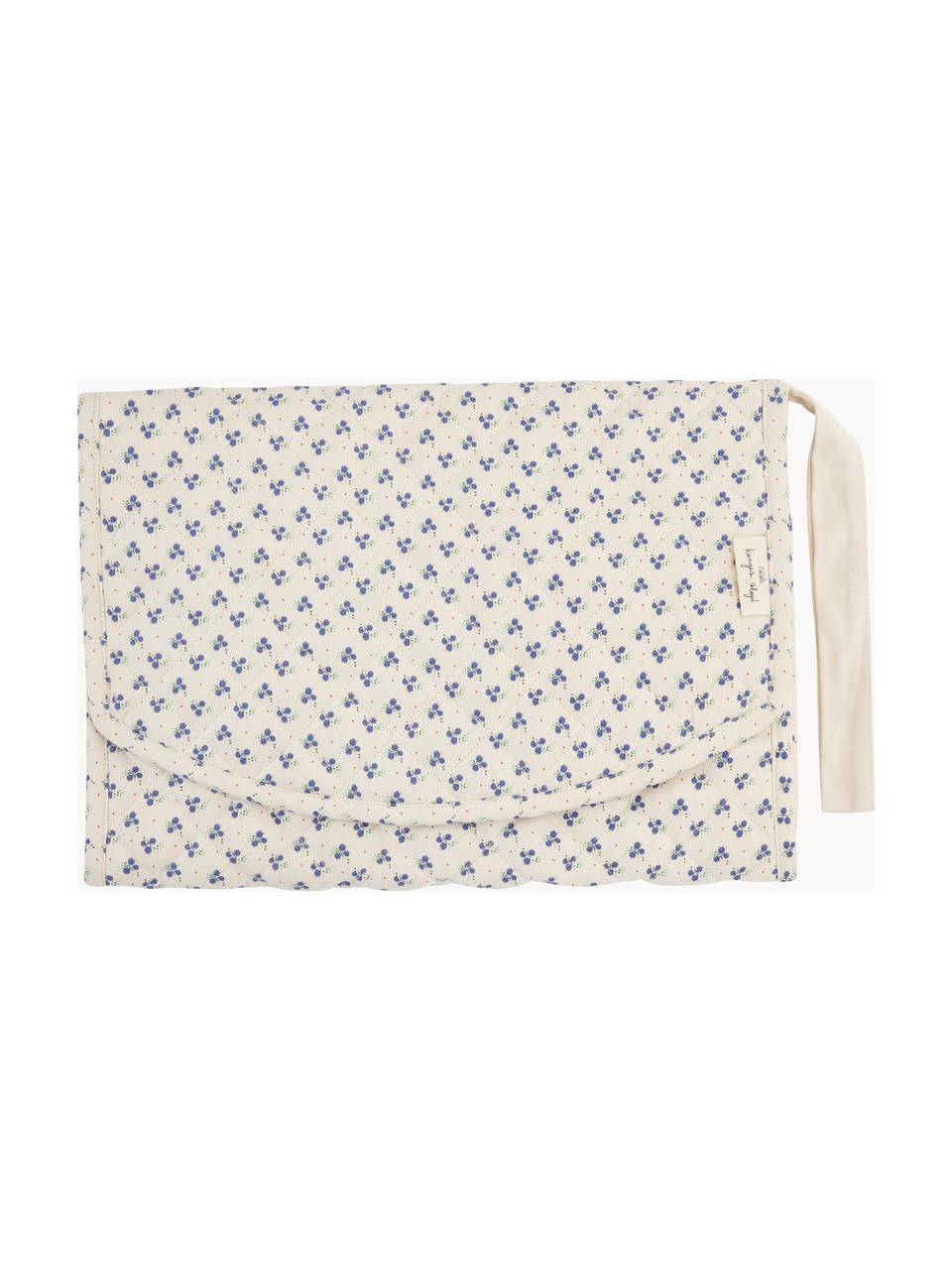 Vrecká na posteľ z bavlneného saténu Quiltet, Krémovobiela, motív čučoriedok, Š 34 x D 17 cm