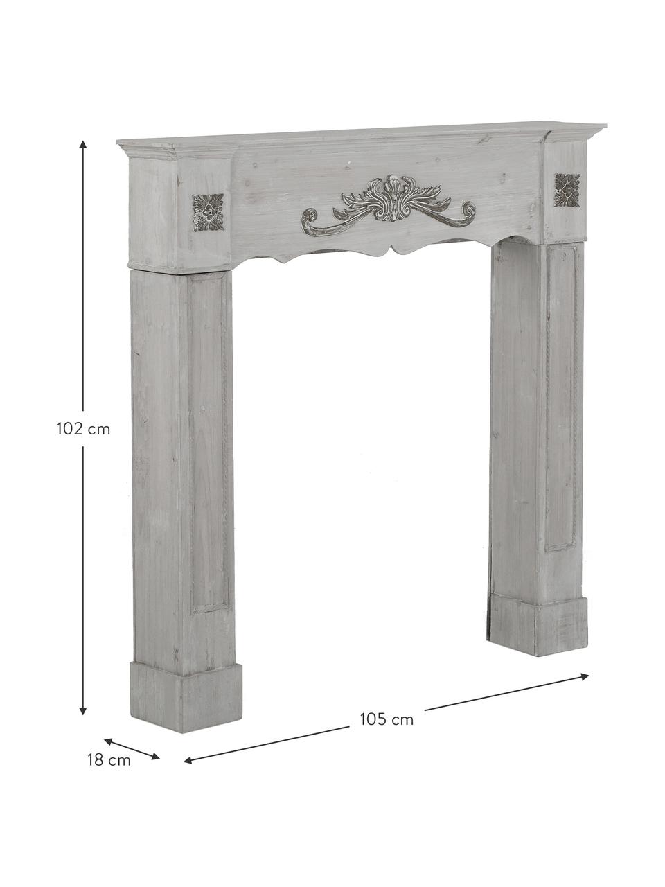 Consolle per caminetto country Menton, Pannello di fibra a media densità e legno di paulownia, verniciato, Grigio, Larg. 105 x Prof. 18 cm