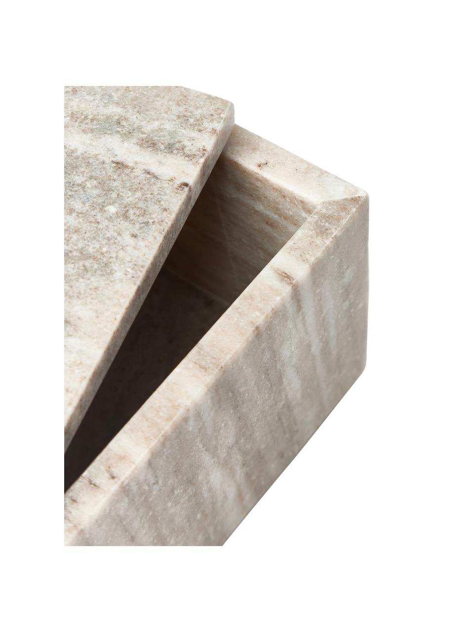 Joyero de mármol Terri, Asa: metal recubierto, Mármol beige, An 14 x Al 12 cm