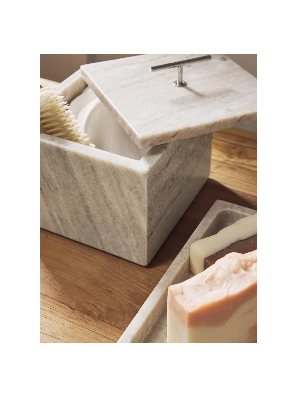 Portagioie in marmo Terri, Manico: metallo rivestito, Beige marmorizzato, Larg. 14 x Alt. 12 cm