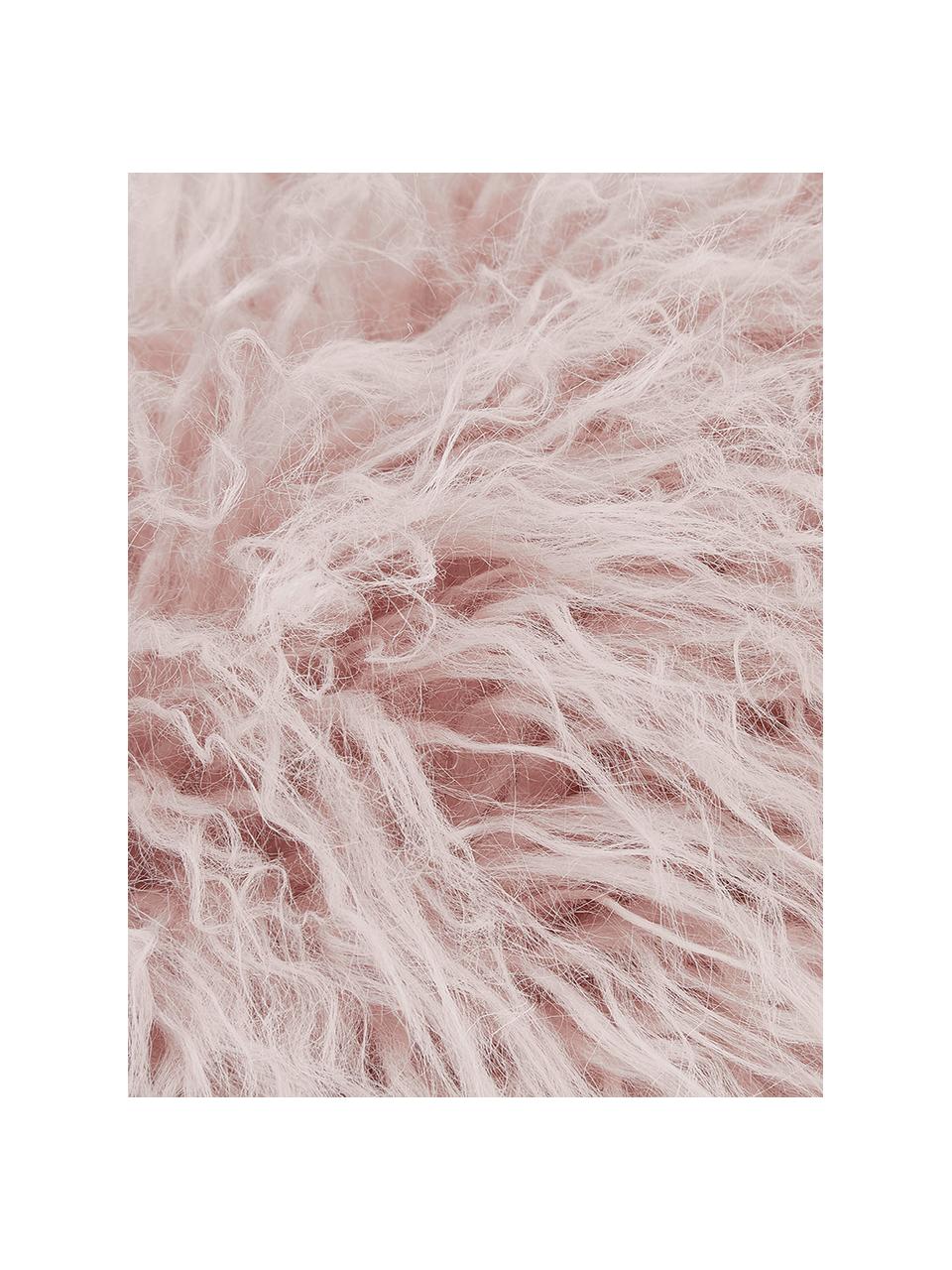 Vloerkleed van kunstvacht Morten, gekruld, Bovenzijde: 67% acryl, 33% polyester, Onderzijde: polyester, Roze, 60 x 180 cm