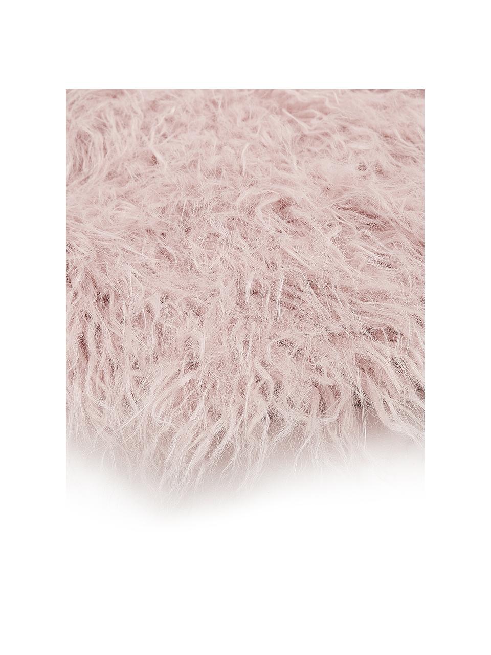 Tapis en fourrure synthétique frisée Morten, Rose