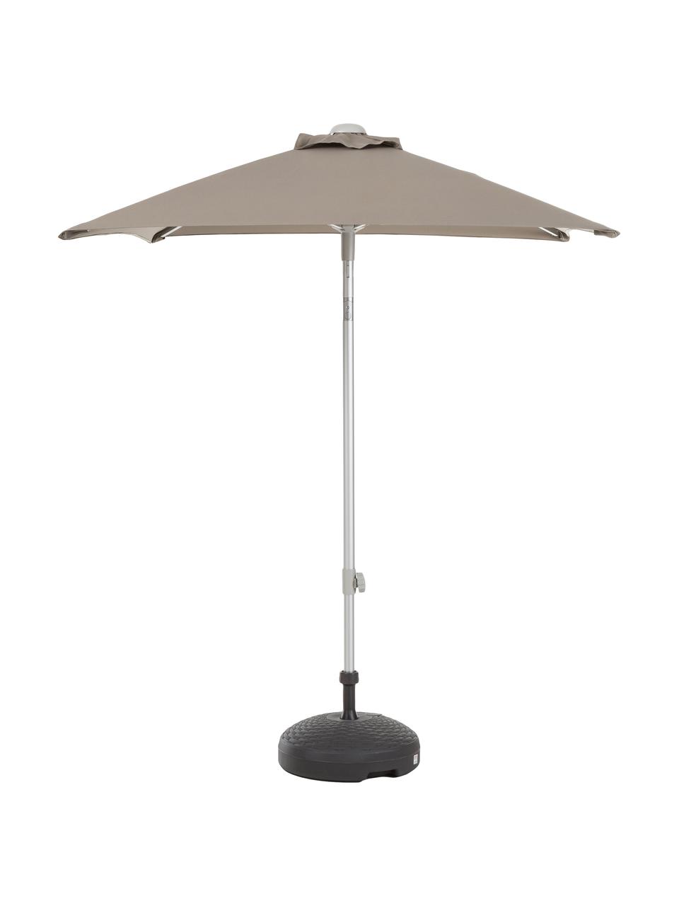 In hoogte verstelbare parasol Elba, knikbaar, Frame en spaken: aluminiumkleurig. Bespanning: taupe, B 200 x H 250 cm