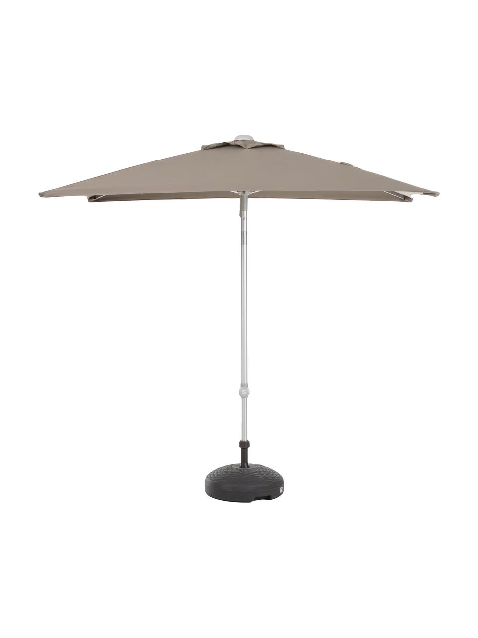 In hoogte verstelbare parasol Elba, knikbaar, Frame en spaken: aluminiumkleurig. Bespanning: taupe, B 200 x H 250 cm