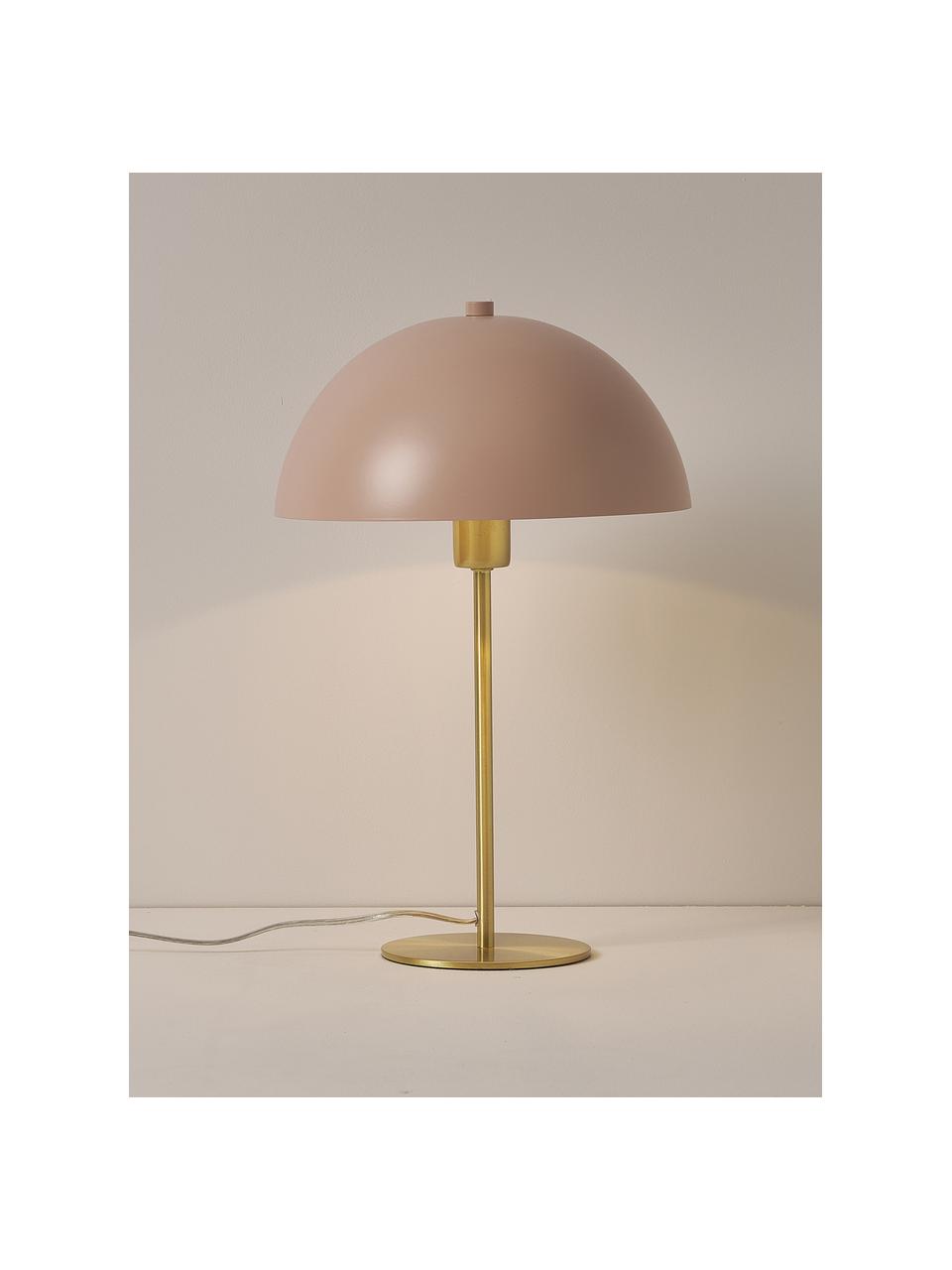 Stolní lampa Matilda, Světle růžová, zlatá, Ø 29 cm, V 45 cm