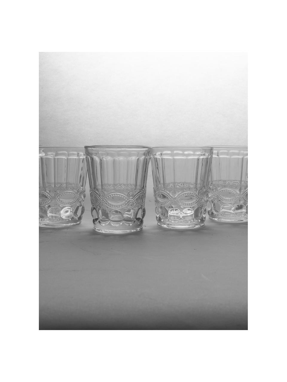 Vasos con relieve Nobilis, 6 uds., Vidrio, Transparente, Ø 9 x Al 11 cm