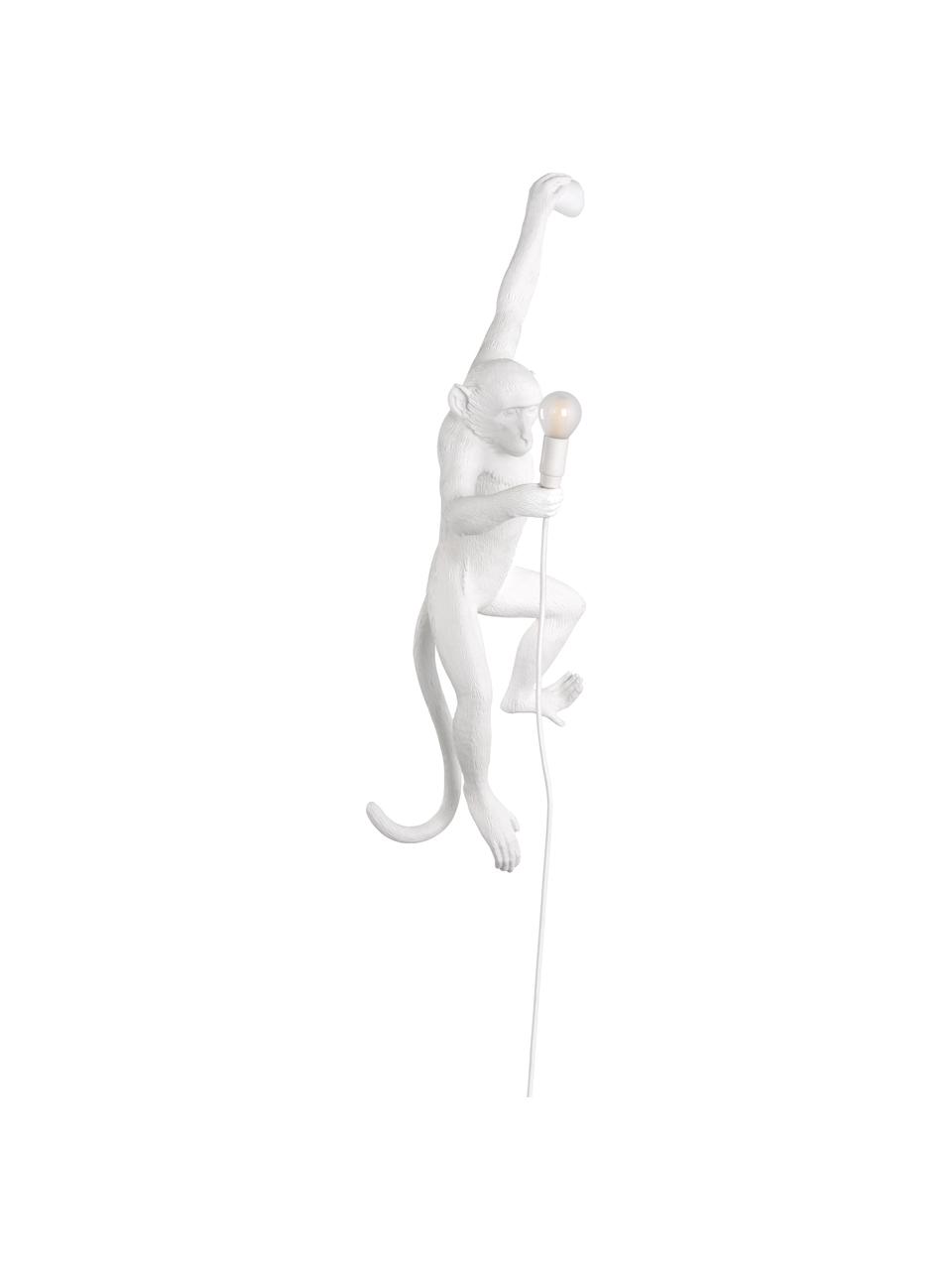 Aplique de diseño Monkey, Lámpara: resina sintética, Fijación: resina sintética, Cable: plástico, Blanco, An 37 x F 77 cm