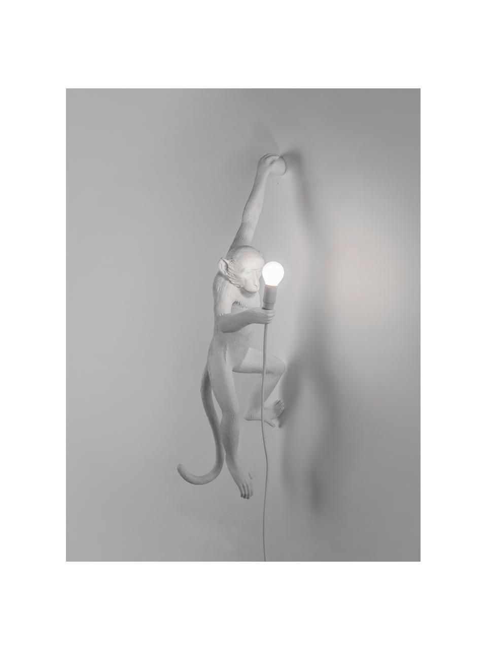 Applique di design Monkey, Lampada: resina sintetica, Bianco, Larg. 37 x Alt. 77 cm